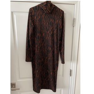 Zara Zebra print Turtleneck Shirt Dress